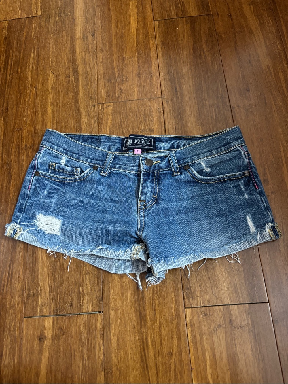 Victoria's Secret PINK Y2K Denim Distressed Shorts Size 0